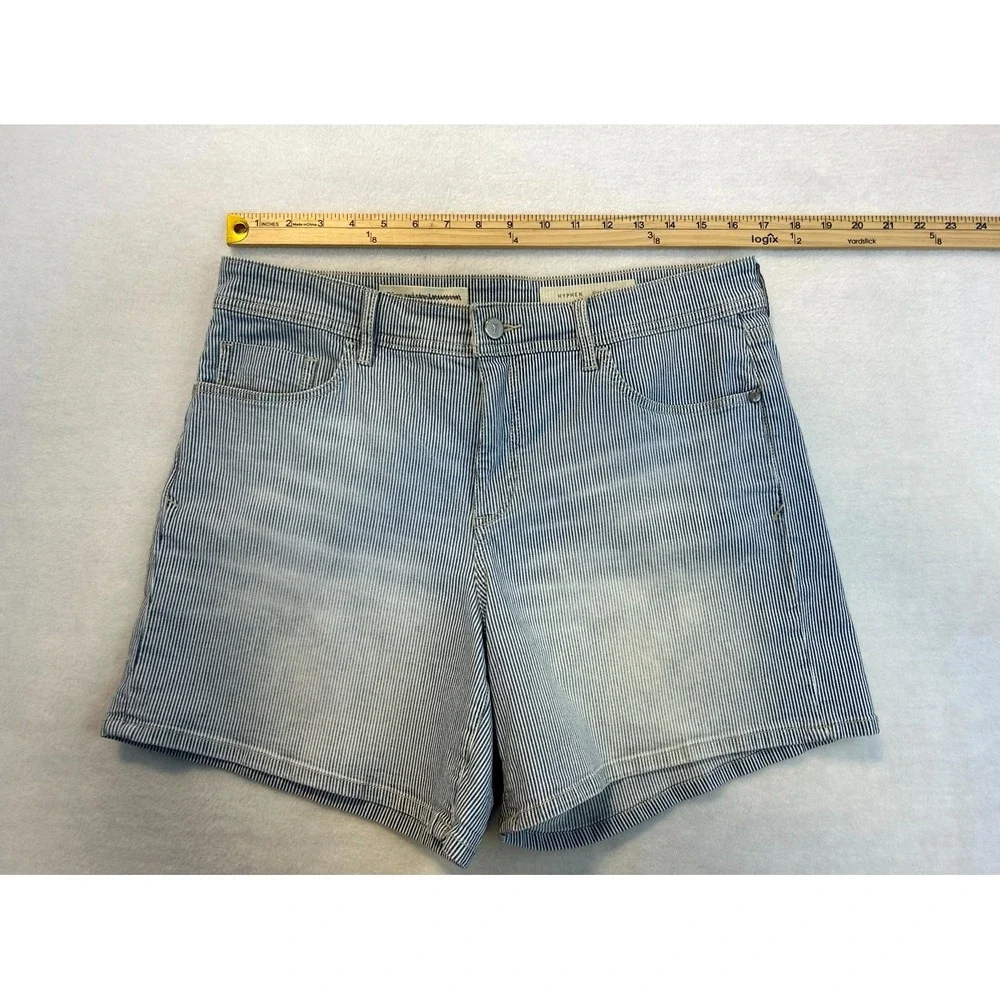 Anthro x Pilcro Blue White Railroad Stripe Anthropologie Hypen Shorts Womens 30 - Picture 13 of 16